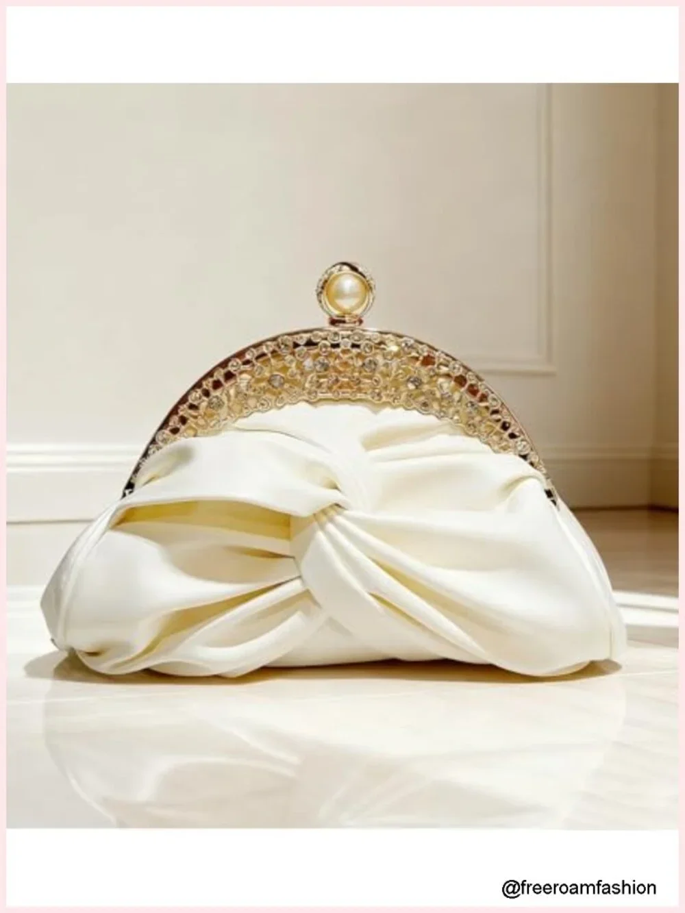 PU Leather Rhinestone Evening Clutch with Crystal Buckle, Detachable Chain